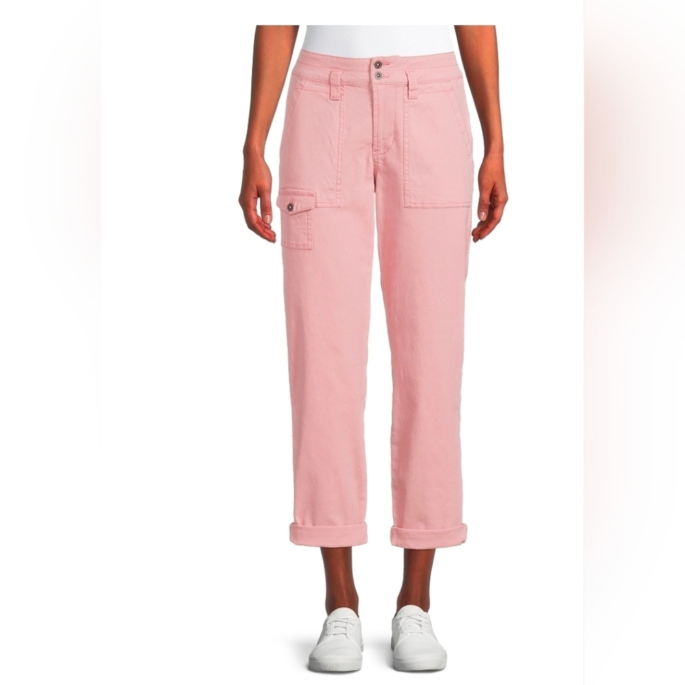 Time and Tru High-Rise Relaxed Fit Utility Cargo Pants Pink- Size 10 2066 - Picture 2 of 7